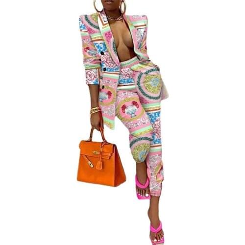 African Clothes Women Blazer 2 Piece Set Cardigan Jacket Top Outfit 2021 Autumn Bazin Riche Streetwear African Blazer Pant Suits