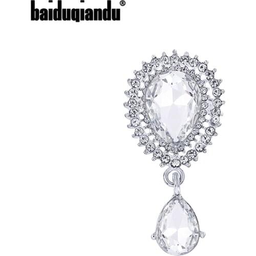 Baiduqiandu Clear Crystal Water-drop Charming Design Brooch For Women Jewelry Brooches and Pins Party Mujer Bijoux Gift