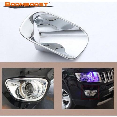 BoomBoost High Quality 2pcs New Triple Chrome Front Fog Lamp Light Cover Decorative Trim For Jeep Grand Cherokee 2011 2012 2013