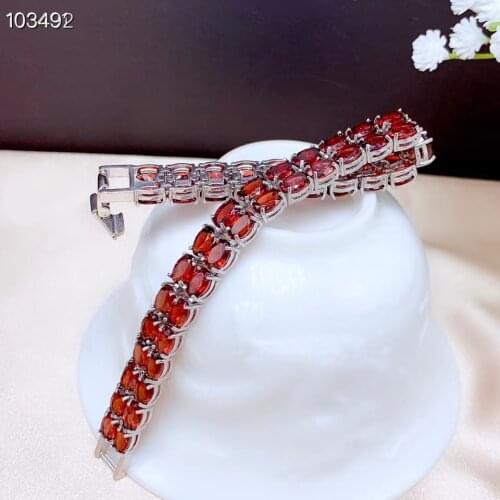 Natural red garnet gem Bracelet Natural gemstone Bracelet 925 silver bracelet luxurious big Row chain women party gift jewelry