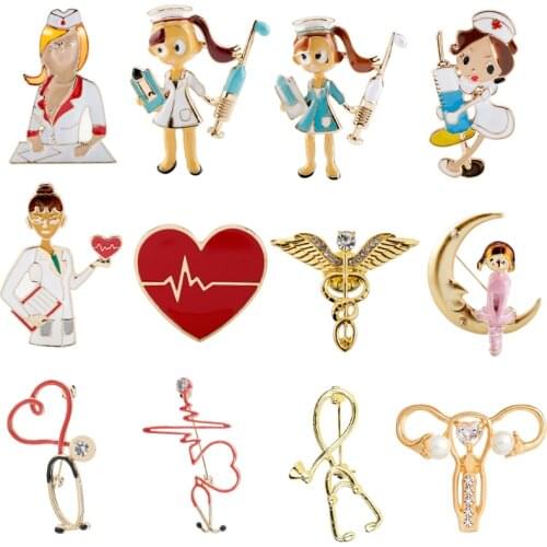 Nurse Brooch Women Men Creative Jewelry Doctor Nurse Stethoscope Medical Tools Brooches&Pins Alloy brooch pin Gifts