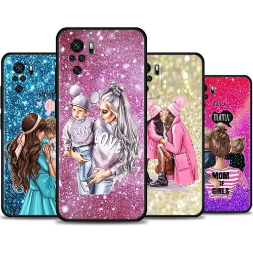 Case For Redmi Note 10 Pro Max 9 9T 9S 8 8T 7 Cover TPU Fundas For Redmi K40 Pro Plus 9 9A 9C Shell Baby Mom Girl