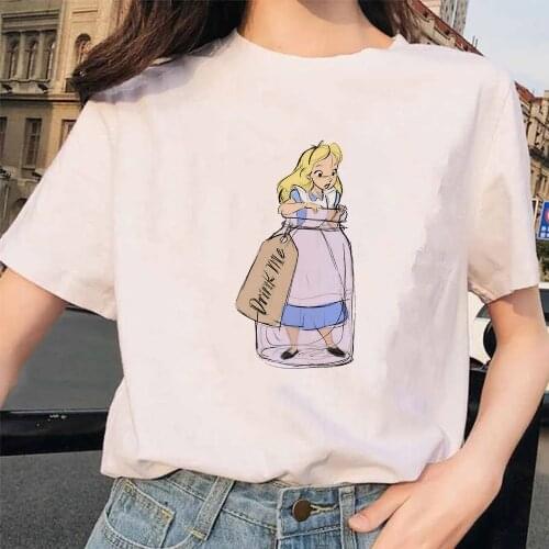 T Shirt Women Harajuku Tee Alice in Wonderland Streetwear Clothes Ulzzang Tshirt Vintage Hip Hop Fashion T-shirt Female