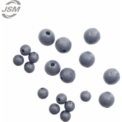 JSM 50pcs Diameter 5mm-7mm Soft Carp Fishing Beads Rubber Dark Grey Round Floating lures for Carp Fishing tackle