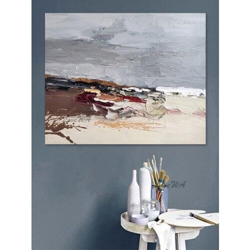 Knife Sea Side View Handmade Art Home Decor Oil Painting Wall Pictures For Living Room Paintings On Canvas No Frame