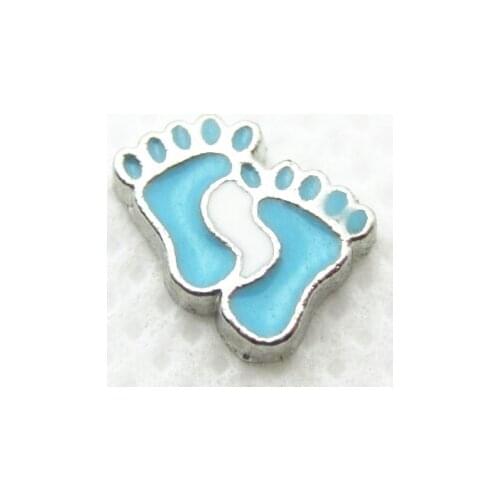 Hot selling blue foot floating charms living glass floating pendant lockets charms