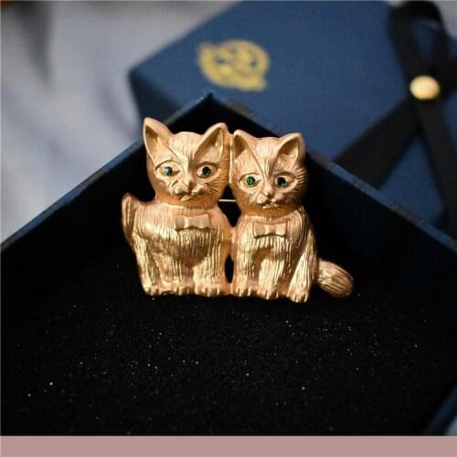 Customize the European and American fashion Vintage retro cat brooches matte antique alloy animal brooches accessories