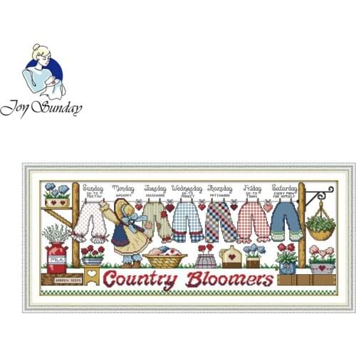 Joy Sunday Drying the clothes 3 Patterns DIY Handmade Counted Cross stitch kit and Precise Stamped Embroidery set 14ct and 11ct