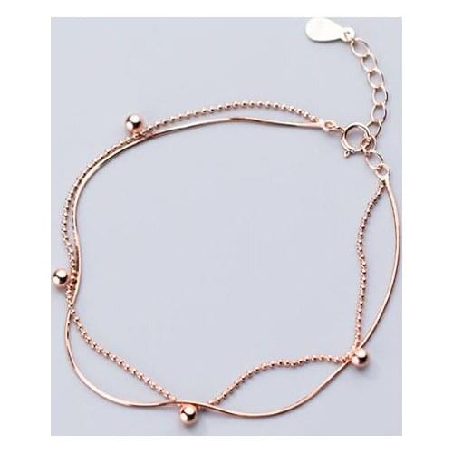 Authentic REAL. 925 Sterling Silver Jewelry Multi-Rows/ Layers with Lucky ball beads snabone Chain& beads chain Bracelet GTLS841