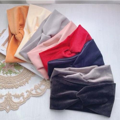 KENSHELLEY Cross Hairbands autumn and winter velvet Women Girls sports hair band solid color yoga wash headband Hair Accessories
