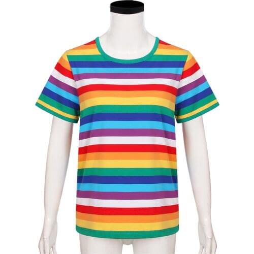 Rainbow T-Shirt Short Sleeve O neck Tee For Stranger Things 3 Halloween Party Cosplay Costume