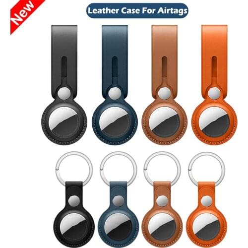 Luxury PU Leather Protector Case For Apple Airtags Protective Cover For Airtag Locator Tracker Airtag Anti-Lost Device Keychain