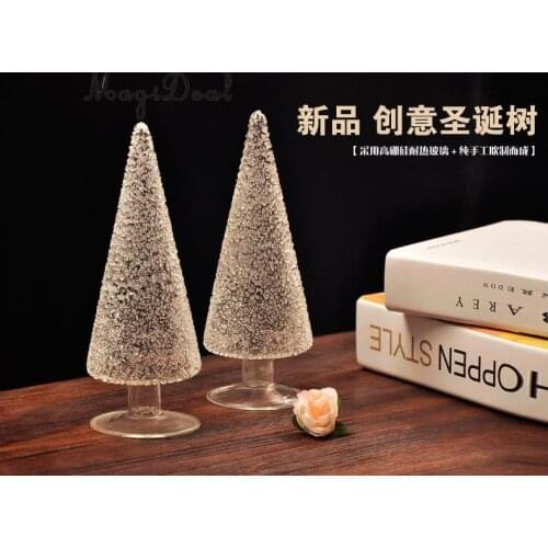 MagiDeal Clear Glass Mini Christmas Tree Creative Table Decoration Ornament 20cm