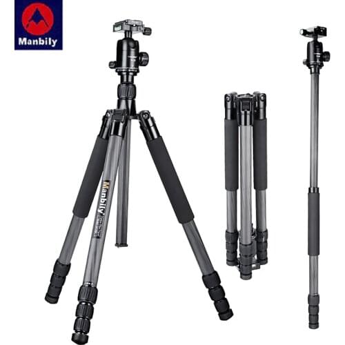 Manbily CZ-309 Carbon Fiber Tripod Monopod Ball Head Portable Travel Digital SLR Camera Photography Stand Max Height 68.5 inches