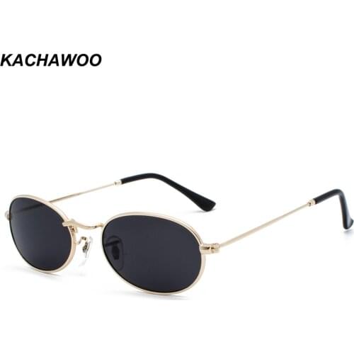 Kachawoo Oval Sunglasses For Men Small Metal Frame Black Red Pink Retro Sun Glasses Women New Year Gift
