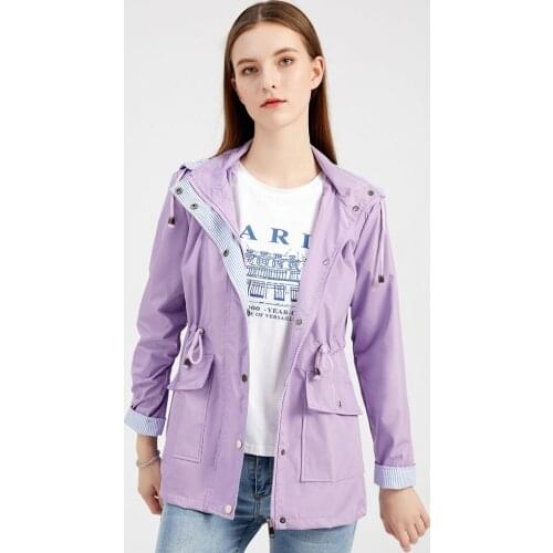Windbreaker Womens Jacket Detachable Hood 2021 New Autumn and Winter Fashion European Female Trench Slim Raincoat French Coat