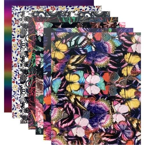 7 Sheets Flower Heat Transfer Vinyl Film TPU Vinyl Heat Craft Film Weeding for Clothing DIY and T-Shirt Textiles Decoration