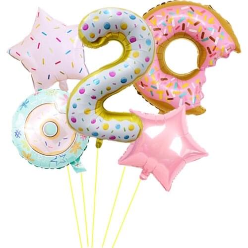 1set Navidad 32inch candy number Foil Balloons New year party 18inch Donut Helium globos Birthday Party Decorations Kids balls