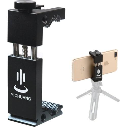 YICHUANG Aluminum Metal Microphone/Phone Bracket Phone Tripod Clip Holder Clamp Adapter for iPhone X XR XS 8plus Samsung Huawei