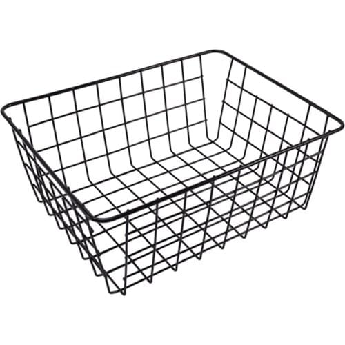 Household Iron Art Storage Basket Kitchen Bedroom Sundries Snacks Organizer Basket Black