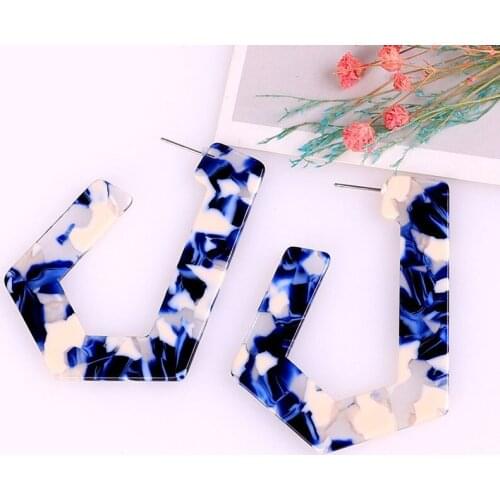 Women gold earrings 2019 boho korean gold vintage statement big indian fashion jewelry drop geometric ethnic Acrylic earrings