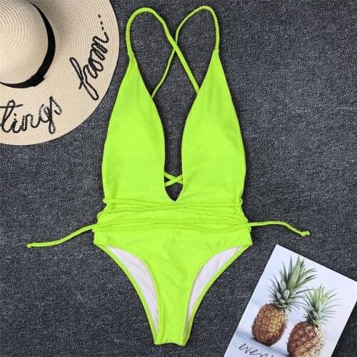Maillot De Bain Femme 2020 Swimwear Women Bodysuits One-pieces Swimsuit High Cut Monokini Deep V-neck Push Up Leopard Bikini