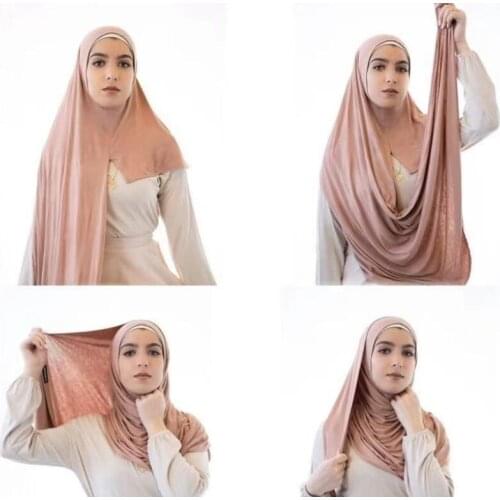 Winter Warm Cotton Women Jersey Hijabs Long Good Stitching Shawls With Hoop Free Use Hijabs 175*75cm