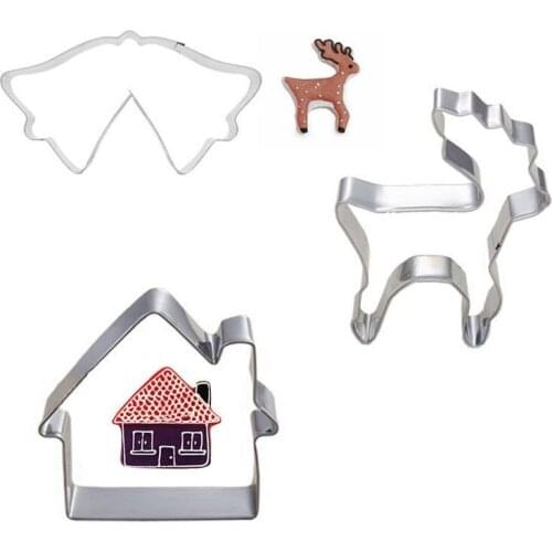 3pcs /Set Christmas Mold Cookie Cake Decorating Metal Mould Biscuit Press Stainless Steel Kitchen Accessories
