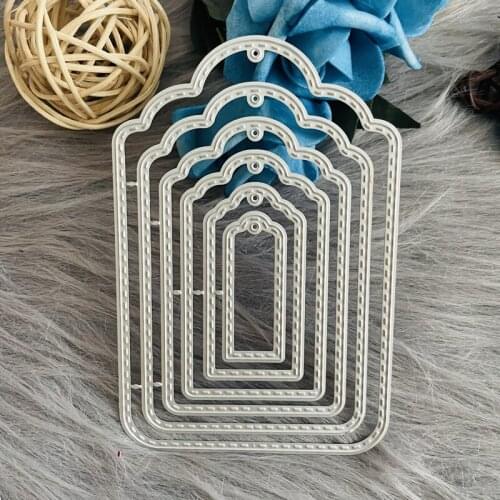 6 pcs set stitch rectangle tag Metal Steel Cutting Die Stencil For DIY Scrapbooking Paper/photo Cards Embossing Dies