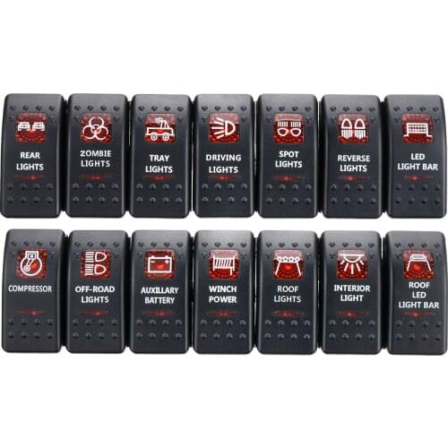 1 Pcs 12V 20A Car Boat 5-Pin Rocker Switch Orange LED SPST ON-OFF Light Bar Waterproof