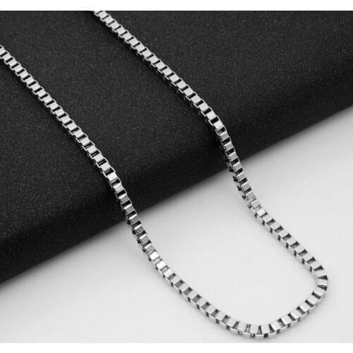Wholesale Jewelry -- 50/60/70/80 cm x 3 mm Titanium steel White Box Chain Necklaces for Men Fashion Jewlery Hip Hop