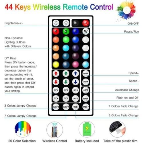 Color RGB, LED Light Strip,44keys remote Changing RGB5050 Remote Control led strip lights 5v usb rgb LED Light Rope 5M 5V usb