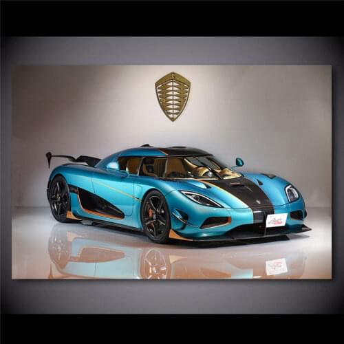 Sportscar Canvas Painting Koenigsegg Agera RSR Light Blue Car Vehicle Wall Art Pictures Posters and Prints For Living Room Decor