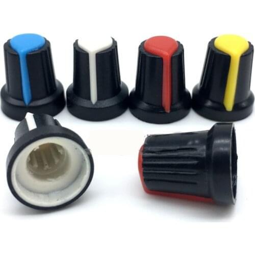 10pcs Roatry Encoder Switch Caps Potentiometer Caps Plastic Knob 15x17mm Plum Shaft Type Multicolor Red Blue Yellow White