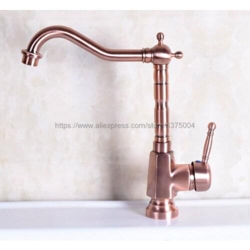 Bathroom Basin Sink Faucet Antique Red Copper Single Handle Kitchen Tap Faucet Mixer hot and cold water tap Nnf253