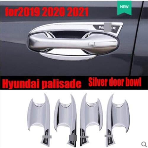 For 2019 2020 2021 Hyundai palisade special door bowl handle stickers, ABS carbon fiber pattern bright silverTwo styles