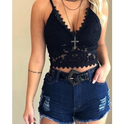 2020 New Summer Style Fashion Halter Women Corp Tops Lace Perspective Shirts Hollow Out Vetement Femme Top for Woman Clothes