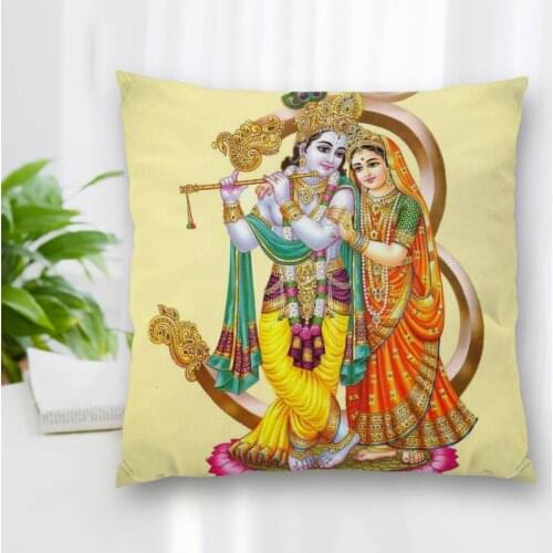 New Custom Radha Krishna Art Square Pillowcase Zipper Double-Sided Decorative Cushion Cover Living Room Bedroom Multi-Size