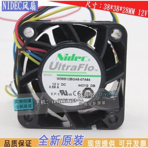 NEW NIDEC W38S12BGA5-07A64 3828 12V 0.59A 3.8CM Server cooling fan