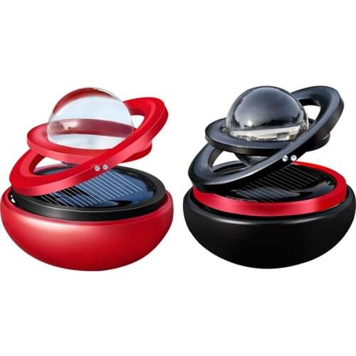 Car Solar Power Air Freshener, Aromatherapy Fragrance Diffuser Interstellar Suspension Double Ring Air Diffuser