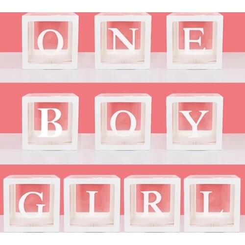 Letters Transparent Box Balloons Accessory Baby Shower 1st One Birthday Balloons Wedding Decoration Balloons Box Party Supplies