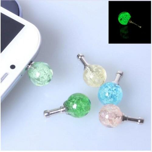 3.5mm Earphone Jack Luminous Mobile phone Headset Headphone Audio Anti Dust Dustproof Plug Headphone jack For Phone apple Iphone