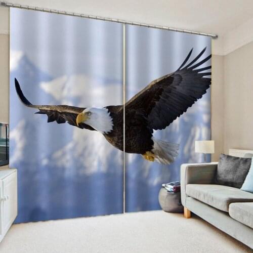 Customized size Luxury Blackout 3D Window Curtains For Living Room blue sky fly birds curtains
