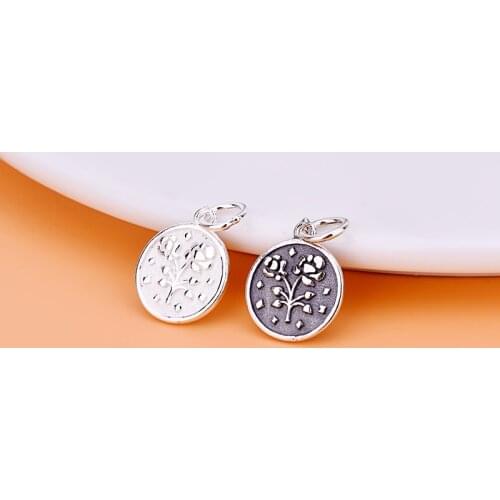 S925 pure silver rose flower round brand pendant bracelet necklace pendant jewelry DIY accessories material bag