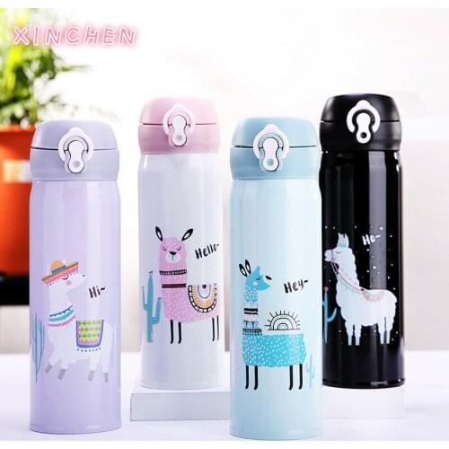 New Animal Alpaca Thermos 500ml Stainless Steel Vacuum Flask Double Wall Thermal Cup Hot Cool Insulated Metal Water Bottle