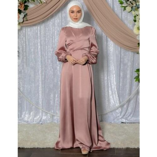 Turkey Muslim Ladies Long Skirt Middle Eastern Style Long Sleeve Dress 2021 Spring And Autumn New Pure Color Leisure Dubai Abaya