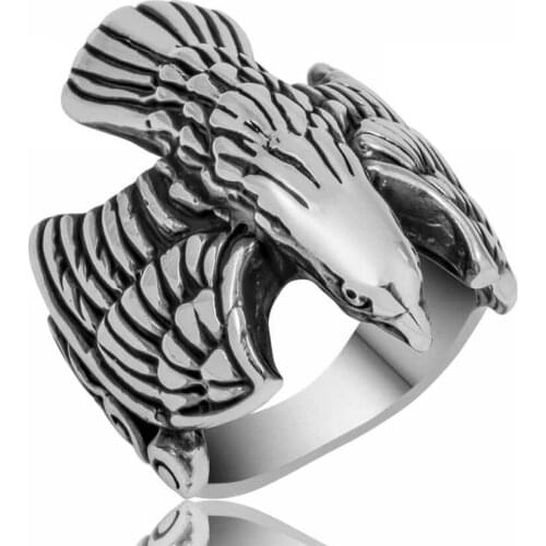 Solid 925 Sterling Silver Eagle Figure Mens Ring