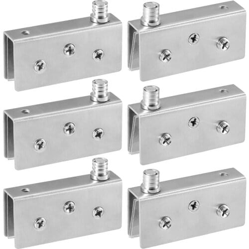 Uxcell Glass Hinge Stainless Steel Glass Door Pivot Hinge Glass Clamp Silver Tone 70x18x33mm , 3 Pair
