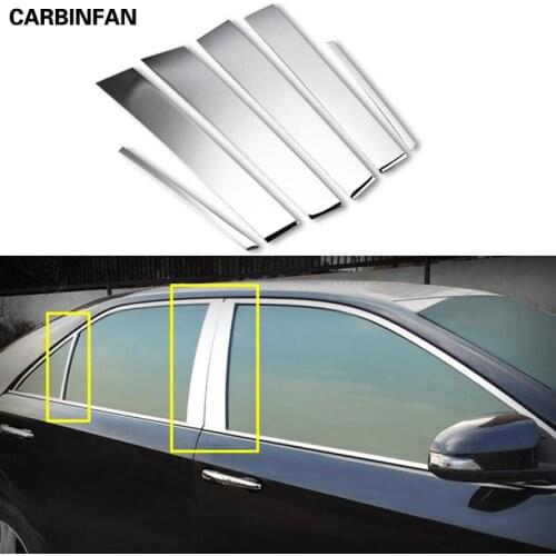 Car Exterior Accessories Stainless Steel Middle Window Trims Pillar Trim 6pcs/set For Toyota Camry 2012-2015 2016