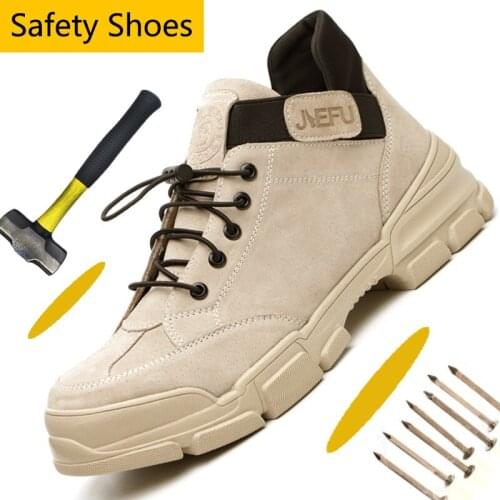 Suede Leather Steel Toe Work Shoes For Men All In One Construction Shoes Men Indestructible Work Safety Shoes Athletic Shoes Men
